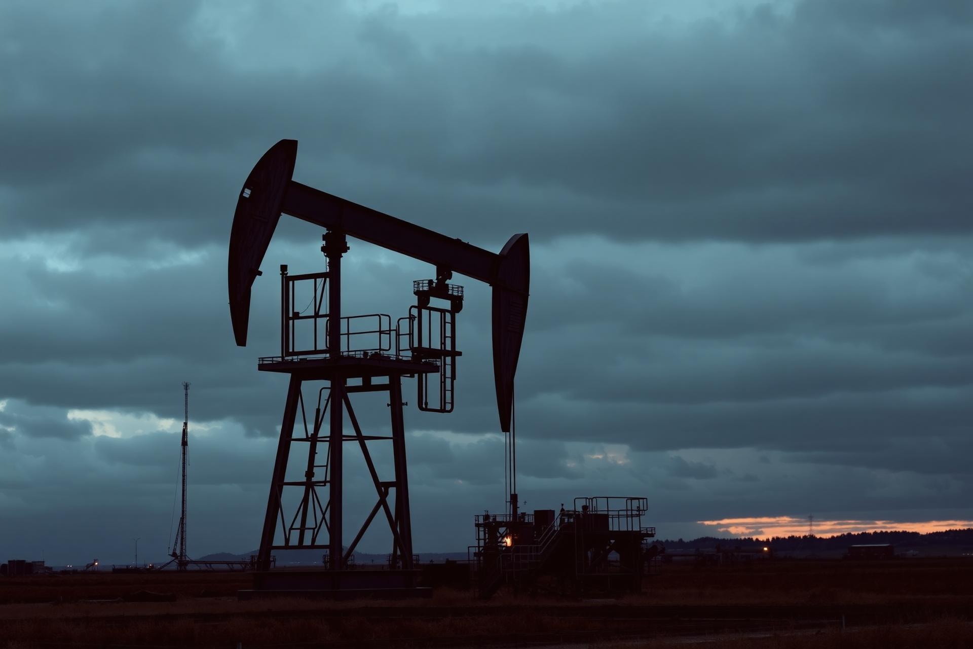 Instalación de bombeo petrolero al atardecer